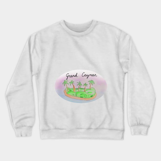 Grand Cayman watercolor Island travel, beach, sea and palm trees. Holidays and vacation, summer and relaxation Crewneck Sweatshirt by grafinya